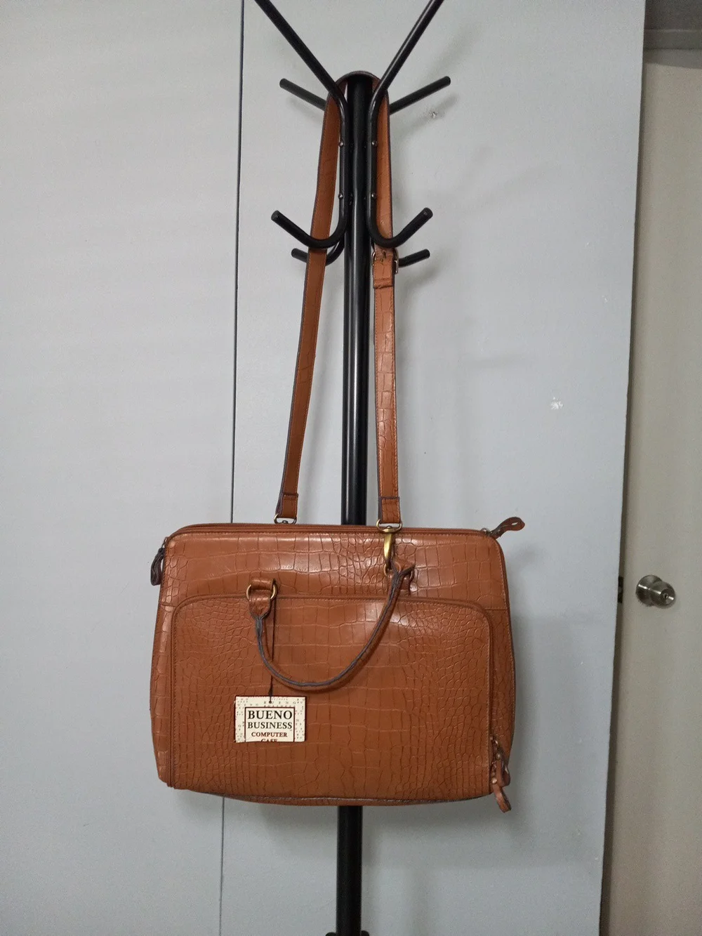Bueno Tan Croc-Embossed Laptop Business Tote Shouldet Trap NWT